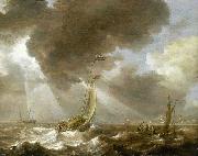 Bonaventura Peeters Dutch Ferry Boats in a Fresh Breeze oil on canvas